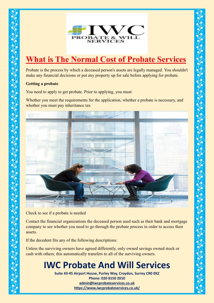 what is the normal cost of probate services