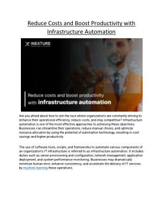 reduce costs and boost productivity with