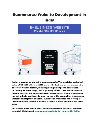 ecommerce website development in india
