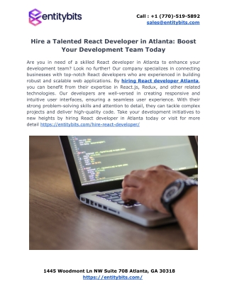 Hire a Talented React Developer in Atlanta: Boost Your Development Team Today!