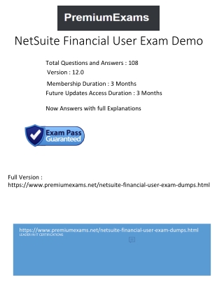 NetSuite Financial User Exam Dumps and Practice Tests