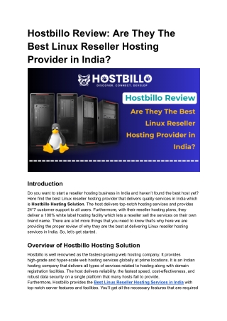 Hostbillo Review_ Are They The Best Linux Reseller Hosting Provider in India