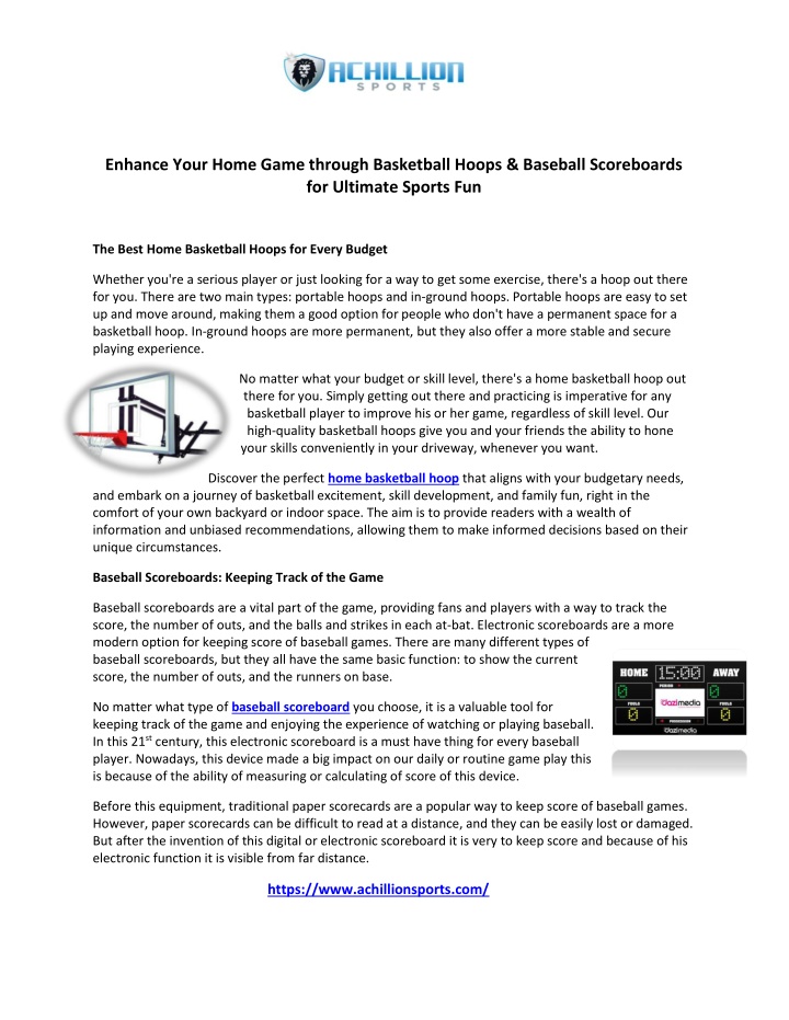 enhance your home game through basketball hoops