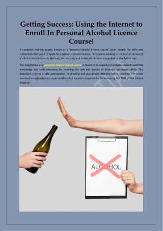 Getting Success Using The Internet To Enroll In Personal Alcohol Licence Course!-blog