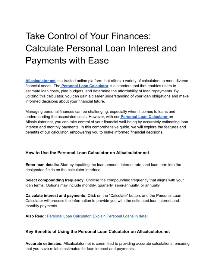 take control of your finances calculate personal
