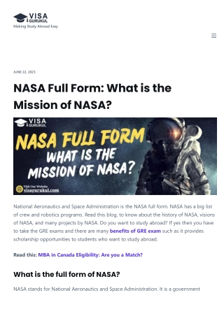 NASA Full Form: What is the Mission of NASA?