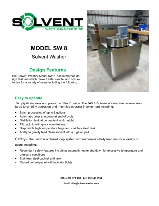 SW8 | Solvent Recovery System | Solvent Waste Management