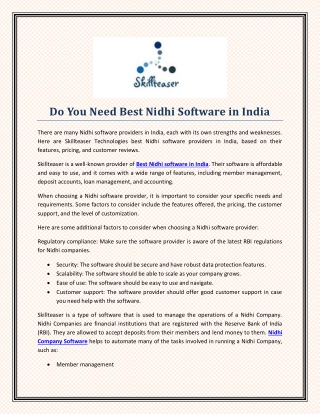 Do You Need Best Nidhi Software in India