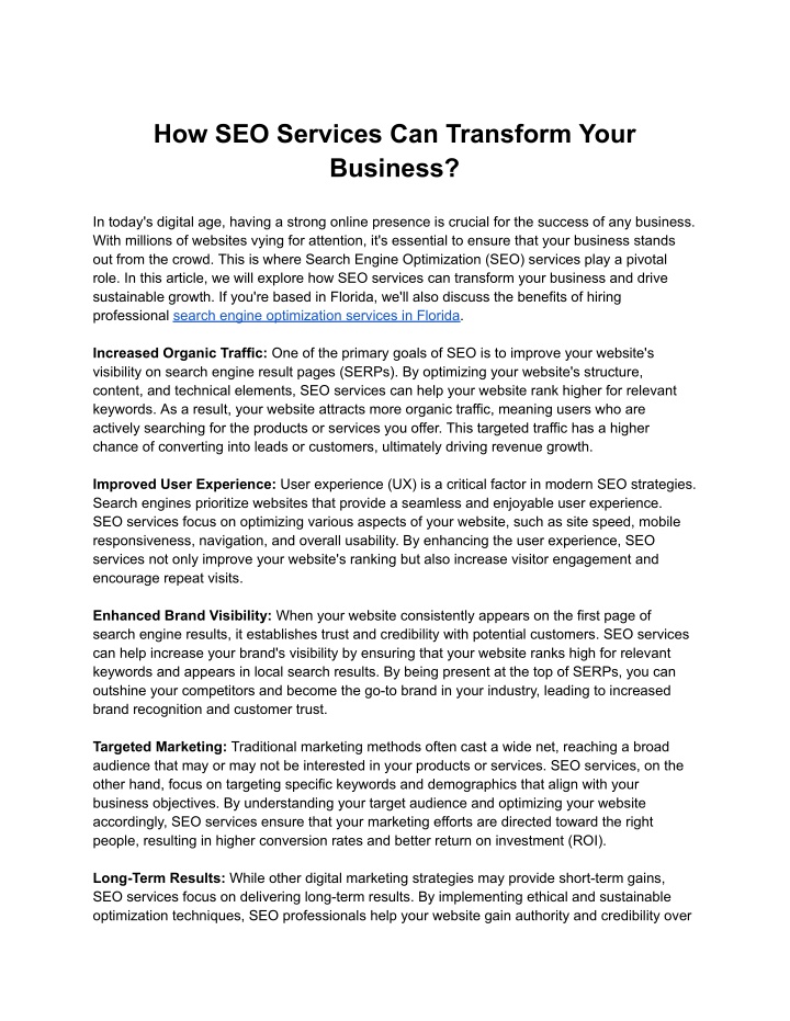 how seo services can transform your business