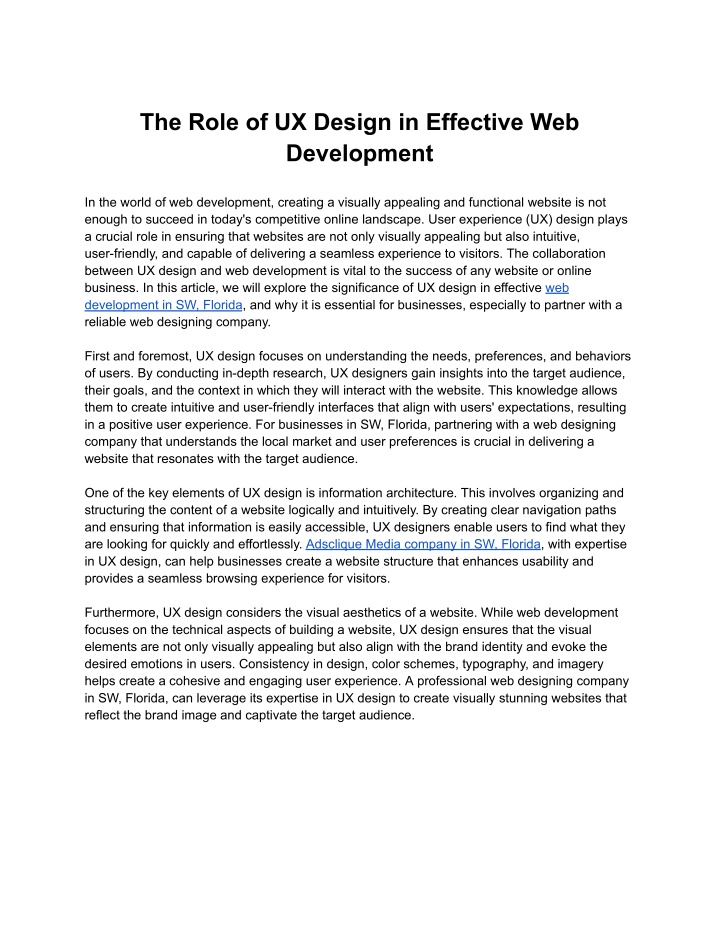 the role of ux design in effective web development