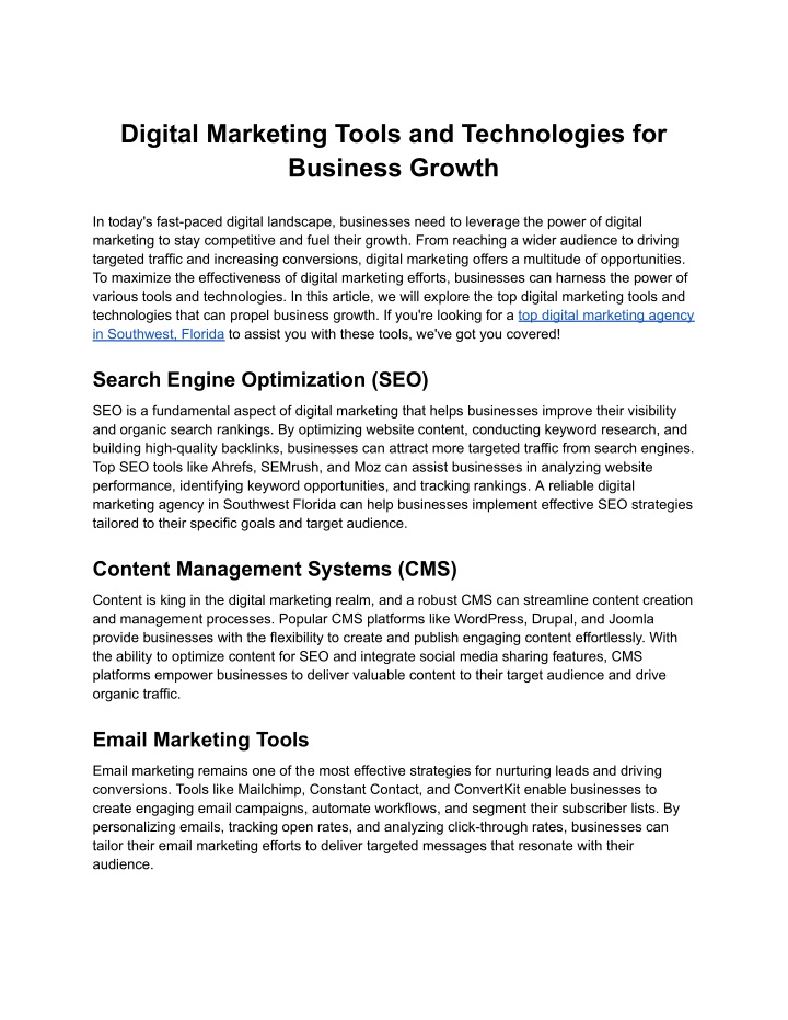 digital marketing tools and technologies