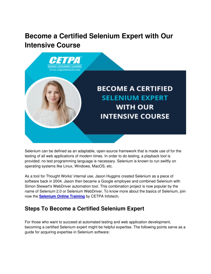 become a certified selenium expert with