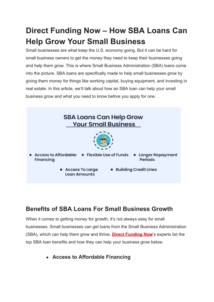 direct funding now how sba loans can help grow