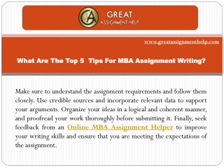 What Are The Top 5 Tips For MBA Assignment Writing?