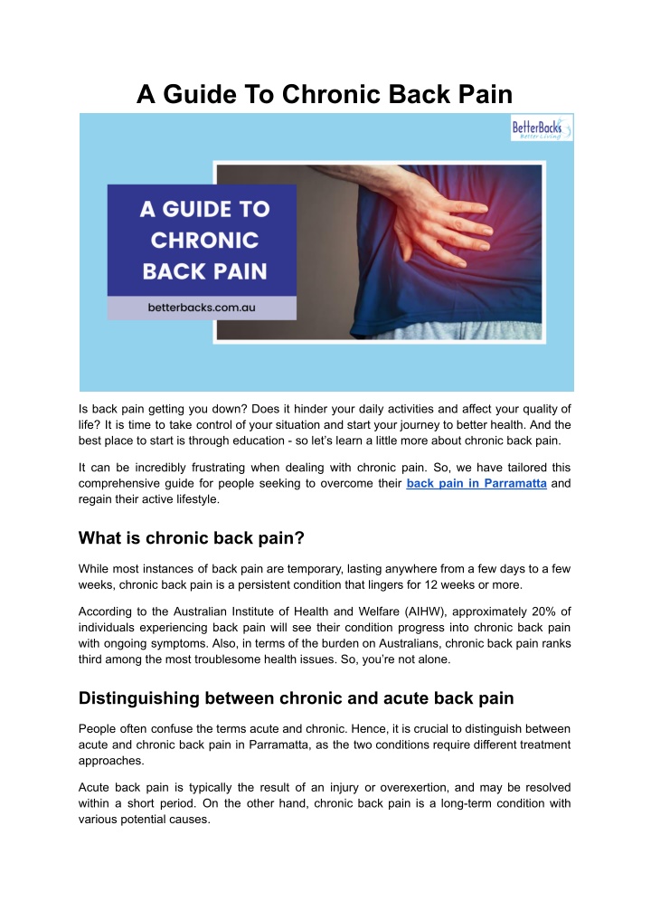 a guide to chronic back pain