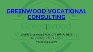 Expert Vocational Consulting Services - Exton | Dr Greenwood