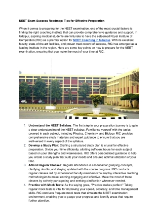 neet exam success roadmap tips for effective