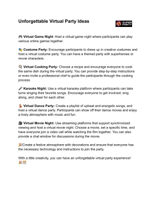 unforgettable virtual party ideas
