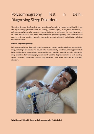 Polysomnography Test in Delhi Diagnosing Sleep Disorders