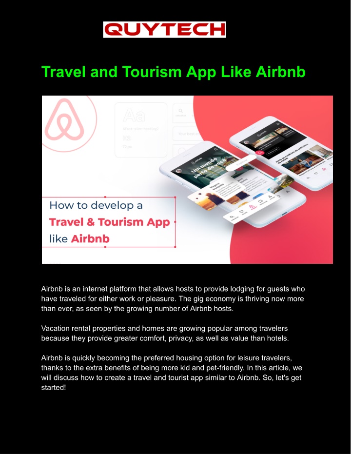 travel and tourism app like airbnb
