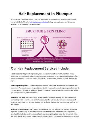 Hair Replacement In Pitampura – Smuk