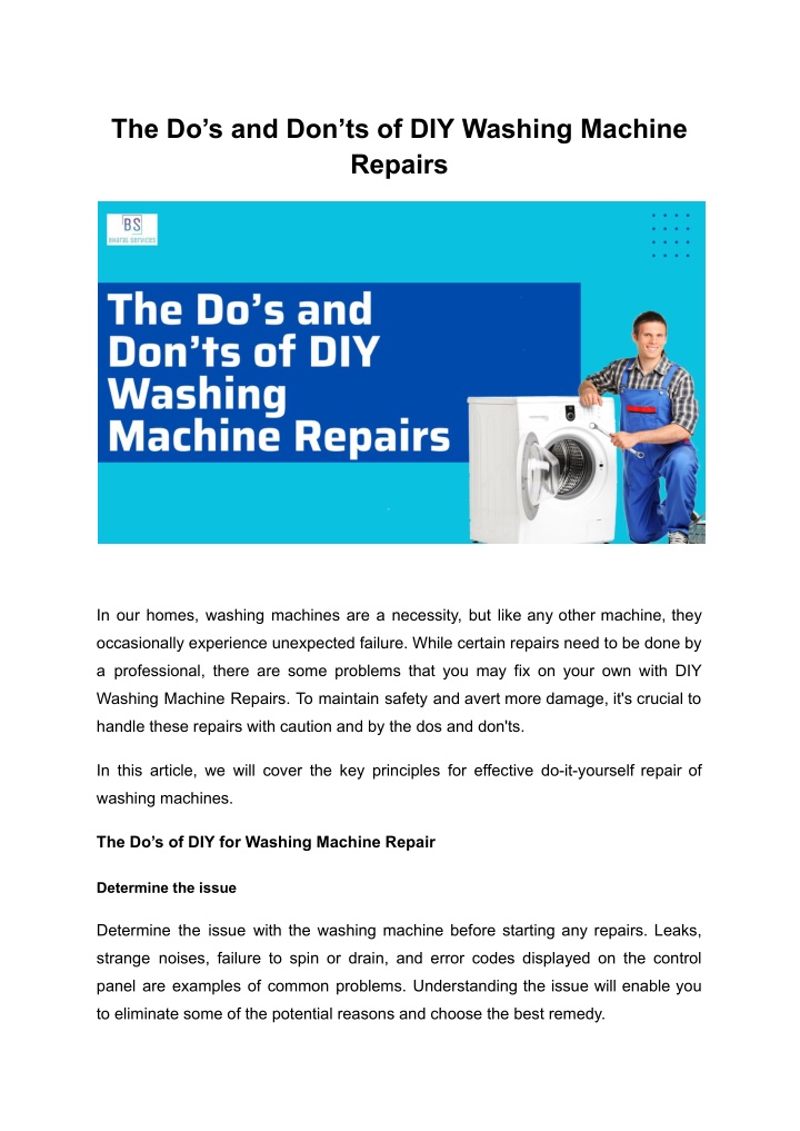 the do s and don ts of diy washing machine repairs