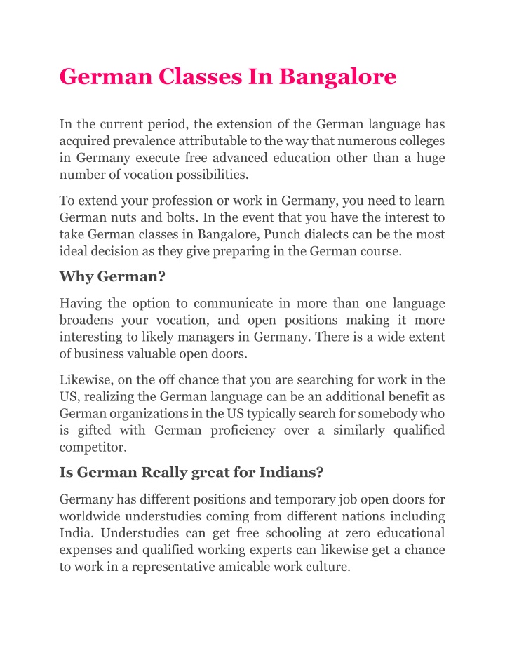 german classes in bangalore