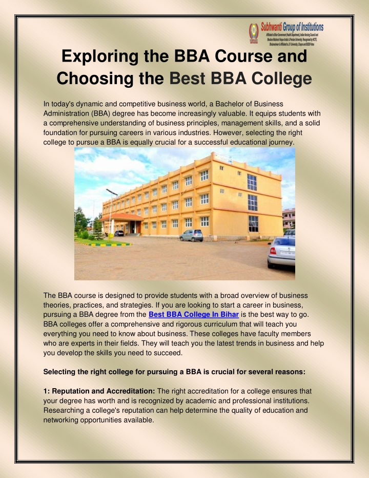 exploring the bba course and choosing the best