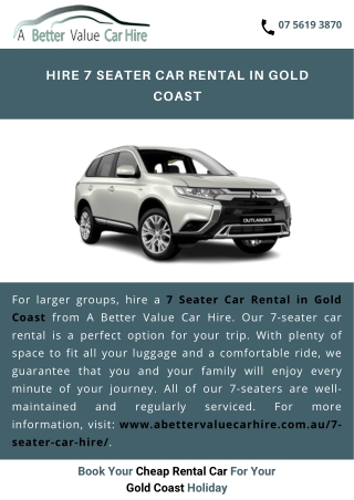 Hire 7 seater car rental in gold coast
