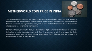 Metherworld Coin Price in India