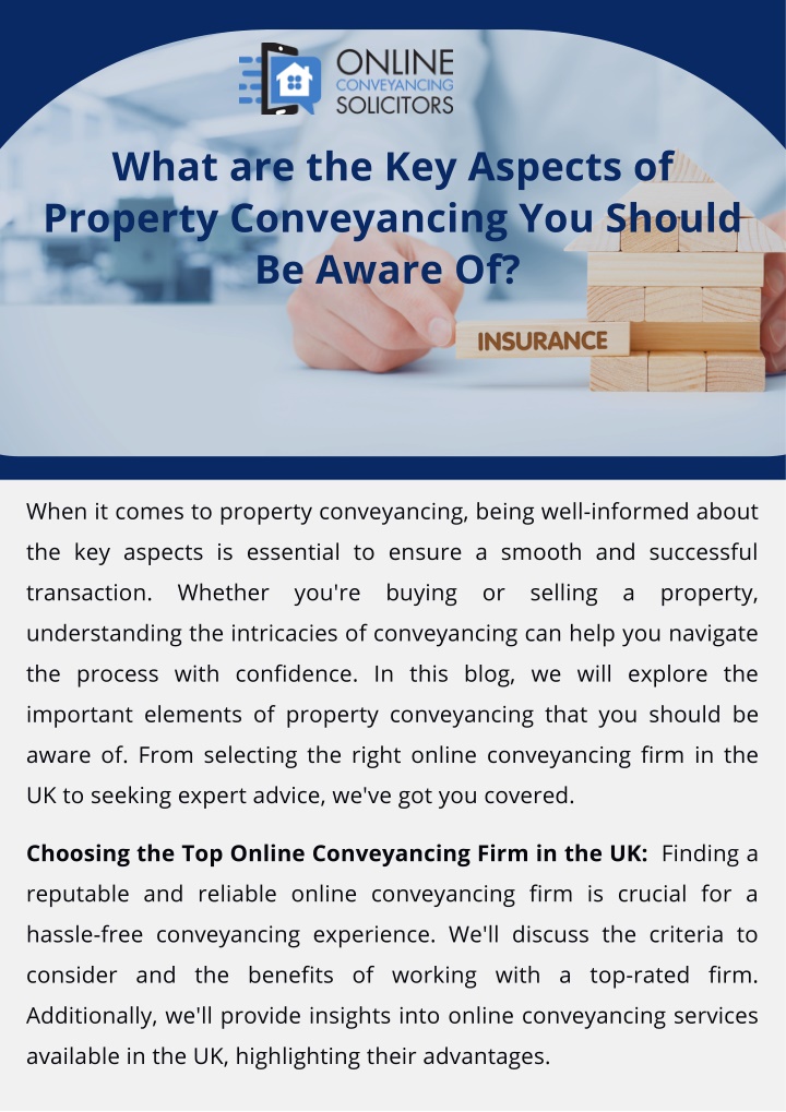 what are the key aspects of property conveyancing