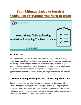 Your Ultimate Guide to Nursing Admission: Everything You Need to Know
