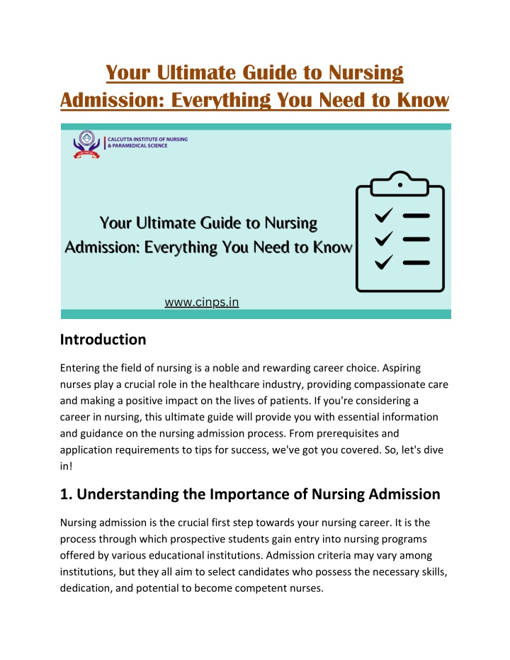 your ultimate guide to nursing admission