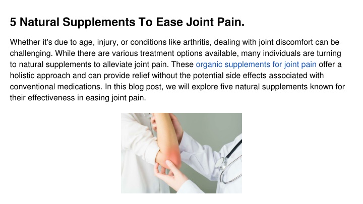5 natural supplements to ease joint pain