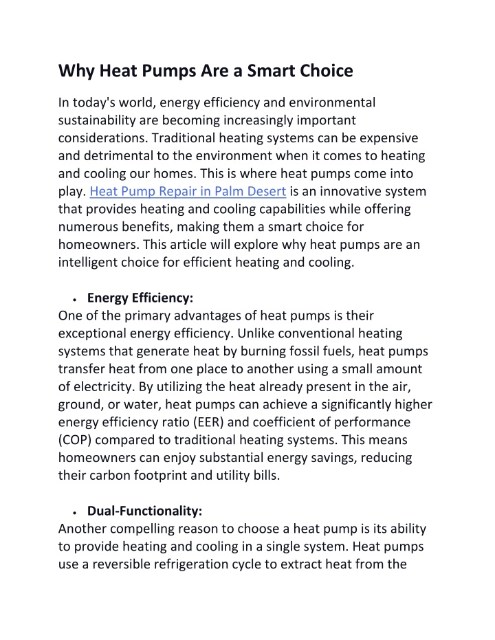 why heat pumps are a smart choice in today