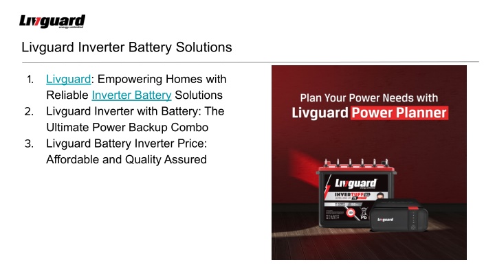 livguard inverter battery solutions