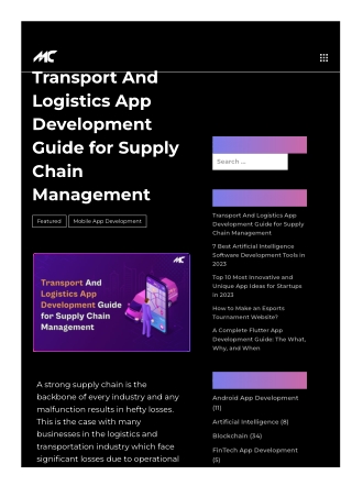 Transport And Logistics App Development Guide for Supply Chain Management