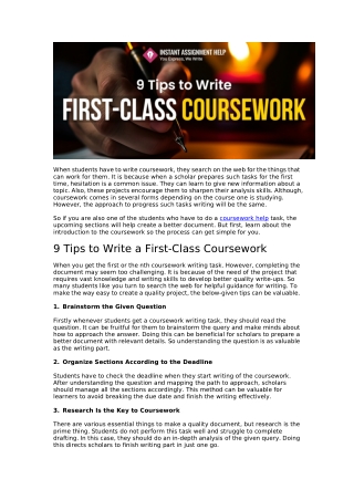 Write a First-Class Coursework Quickly