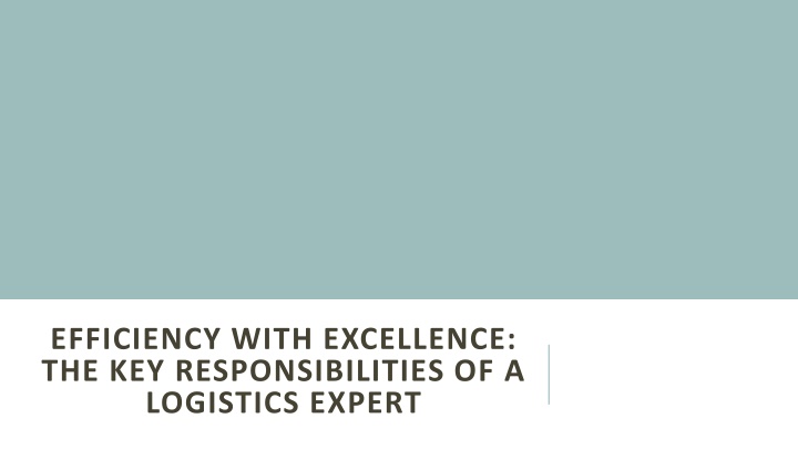 efficiency with excellence the key responsibilities of a logistics expert