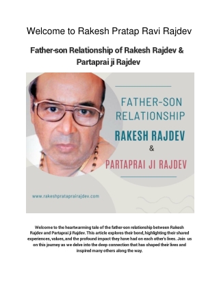 Father-son Relationship of Rakesh Rajdev & Partaprai ji Rajdev