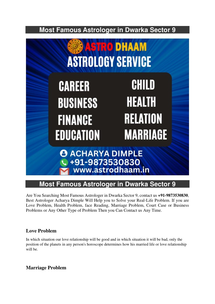 most famous astrologer in dwarka sector 9