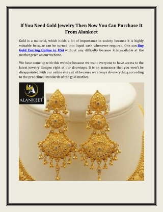 Buy Gold Earring Online in USA