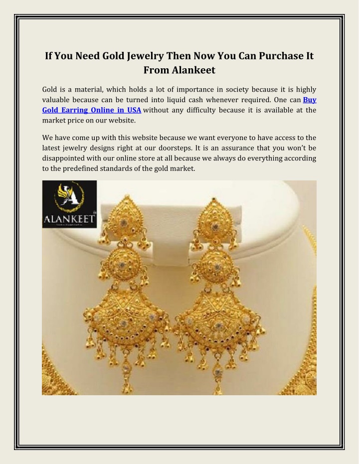 if you need gold jewelry then