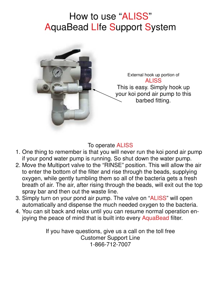 how to use aliss aquabead life support system