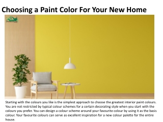 Choosing a Paint Color For Your New Home