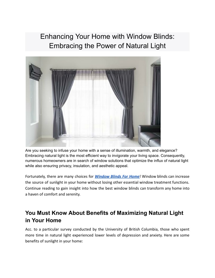 enhancing your home with window blinds embracing