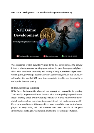 NFT Game Development_ The Revolutionizing Future of Gaming