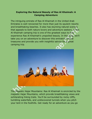 Ras Al Khaimah Camping: Experience The Best