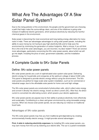 What Are The Advantages Of A 5kw Solar Panel System