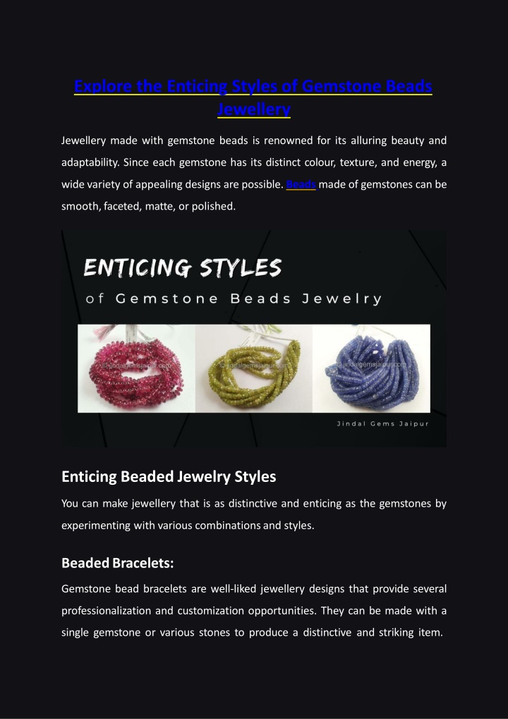 explore the enticing styles of gemstone beads